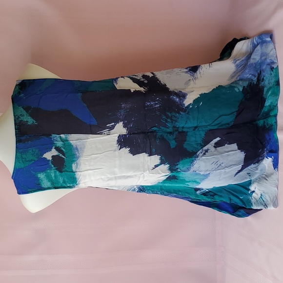 Halston green and blue sheer summer dress - Picture 4 of 13